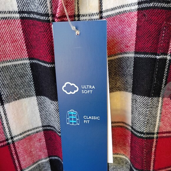 Saddlebred plaid flannel shirt size L classic fit black red cotton pocket NWT - Picture 5 of 9